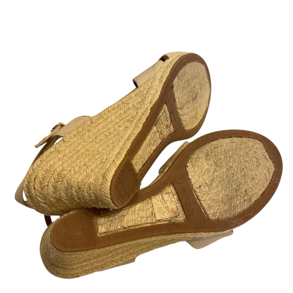 J. CREW Beige Canvas Espadrille Wedge Peep Toe Sandals - Women - Picture 6 of 6